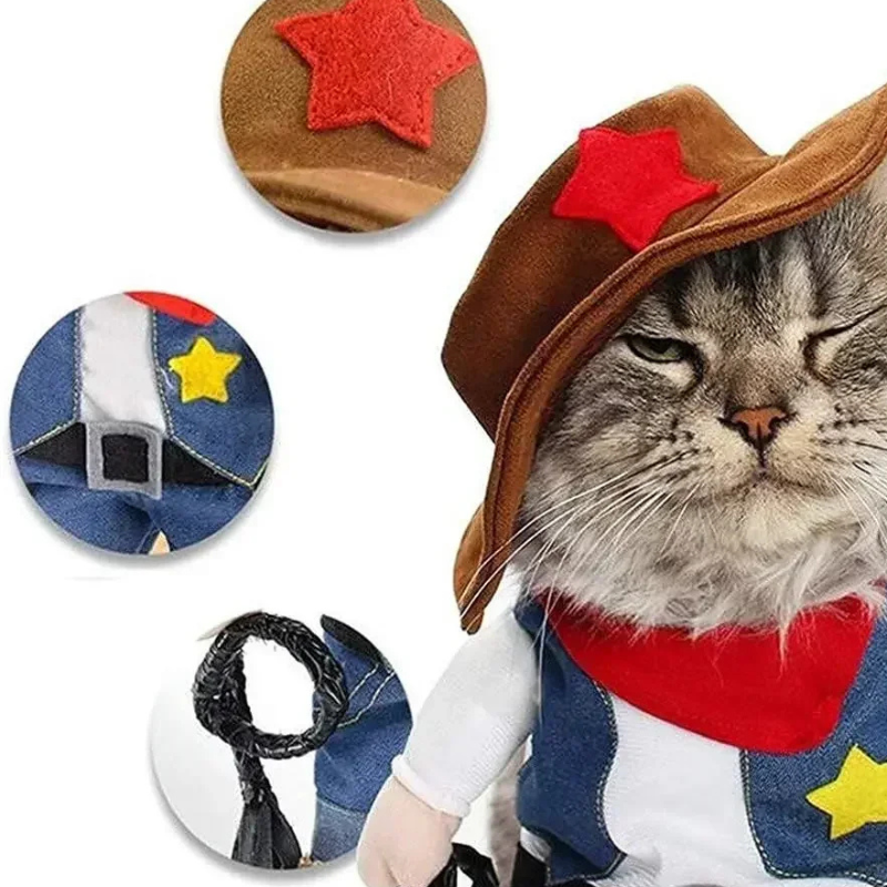 Costume d'Halloween Cowboy pour Chien et Chat chapeau