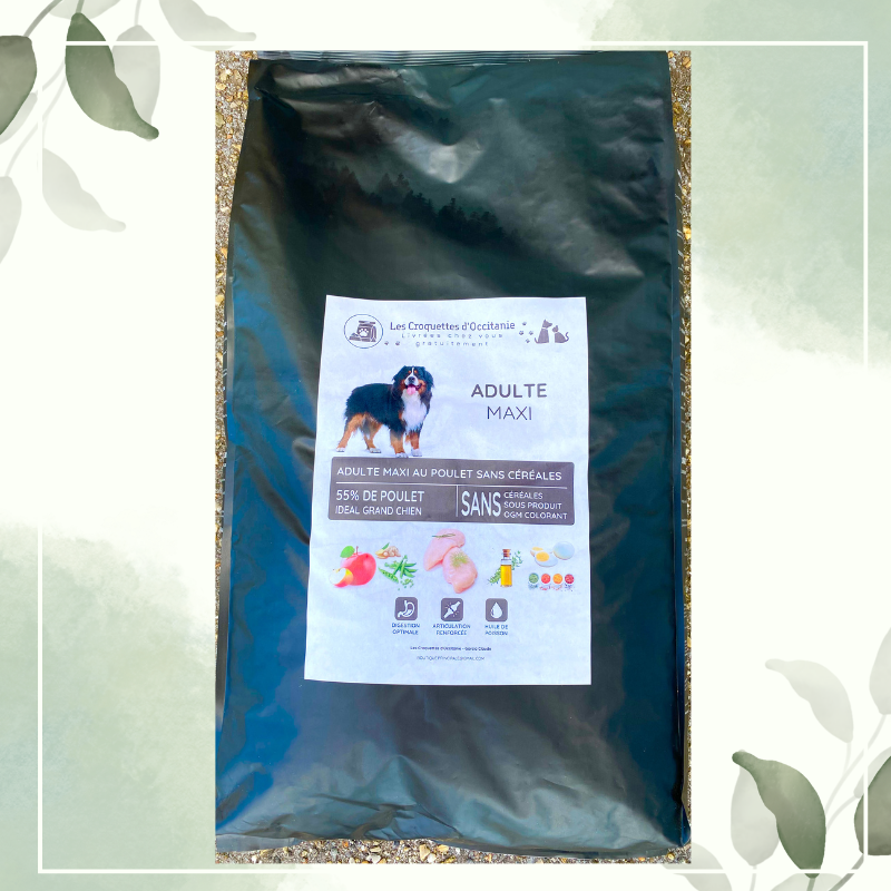 Croquettes Adulte Maxi Poulet pour Grand Chien Sans Céréales 12Kg