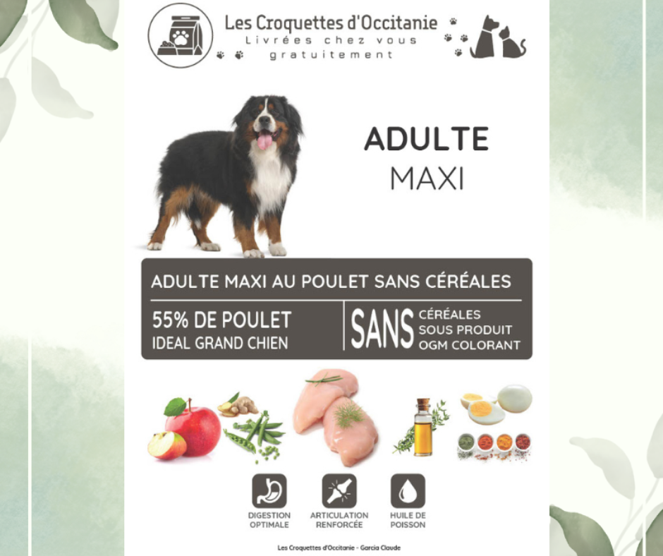 Croquettes chiens  au poulet sans céréales pour grand et moyen Chien 12 kg