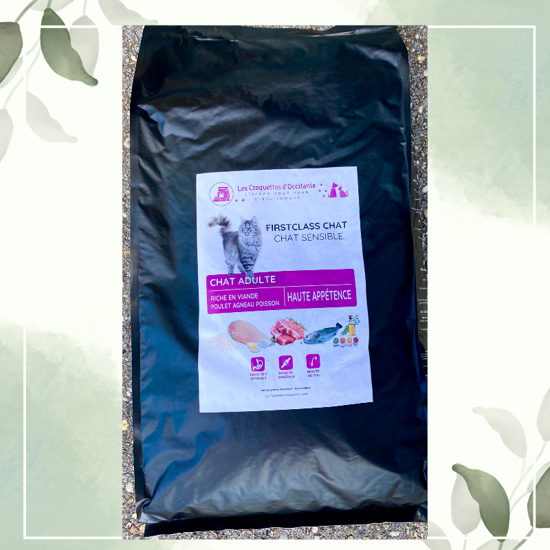Croquettes Premium pour Chat Sensible Adulte au Poulet, Agneau et Poisson 10Kg